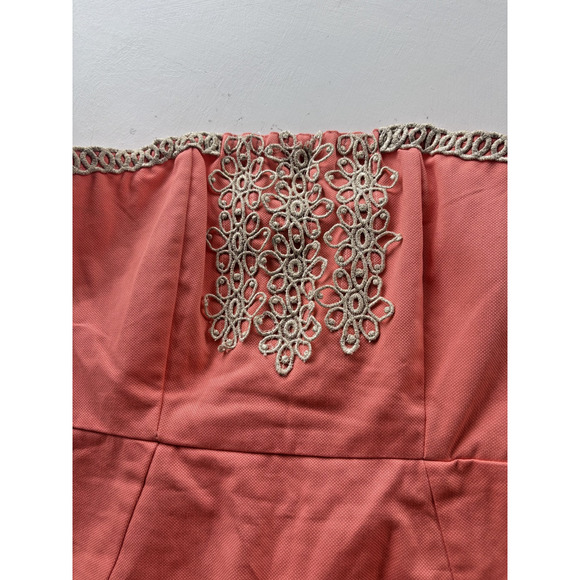 Mudpie Peach Strapless Dress Medium Cocktail Wedding Special Event - Picture 3 of 5